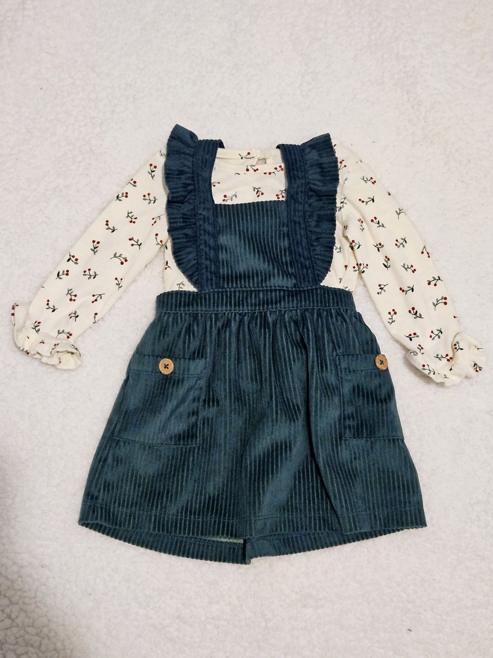 Wonder Nation Baby Girl Overall Dress  Long Sleeve CottonBlend Outfit 3-6 Months